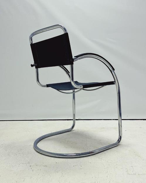 Vintage Buisframe Stoelen Set, Huis en Inrichting, Stoelen, Gebruikt, Vier, Leer, Metaal, Zwart, Ophalen