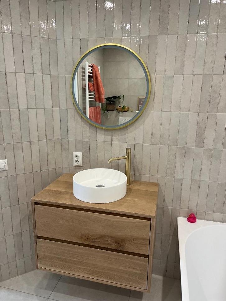 Badmeubel Eiken (TIP!), snelle levering., Huis en Inrichting, Badkamer | Badkamermeubels, Nieuw, Wastafelkast, Minder dan 100 cm