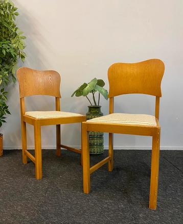 2x vintage stoel jaren 50/60 retro wooden chairs midcentury beschikbaar voor biedingen