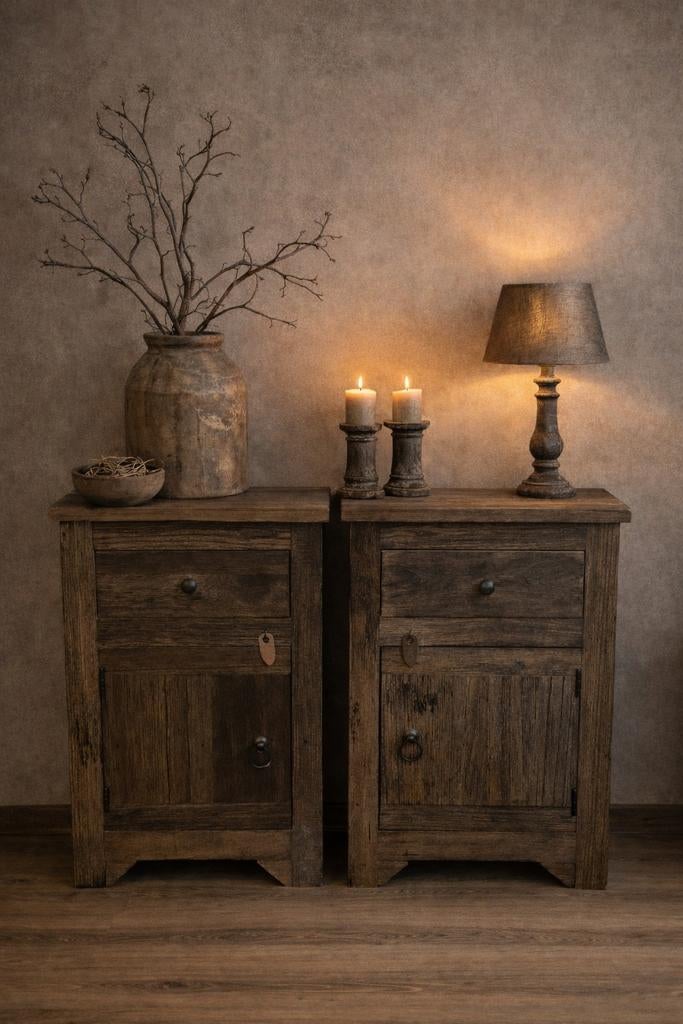 Set van 2 Truckwood Nachtkastjes, Ophalen, Minder dan 45 cm, Nieuw, 70 cm of meer