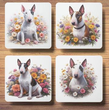 Bullterrier Lente onderzetters met houder beschikbaar voor biedingen