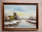 Winters landschap, geschilderd incl lijstje, Ophalen, Minder dan 50 cm, Zo goed als nieuw, Schilderij