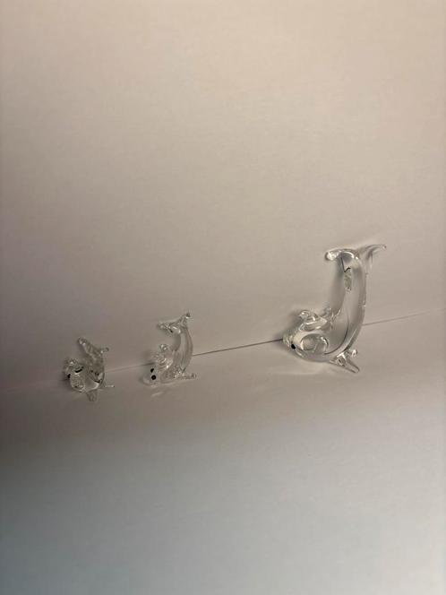 Glazen Dolfijnen Set, Antiek en Kunst, Antiek | Glas en Kristal, Ophalen of Verzenden