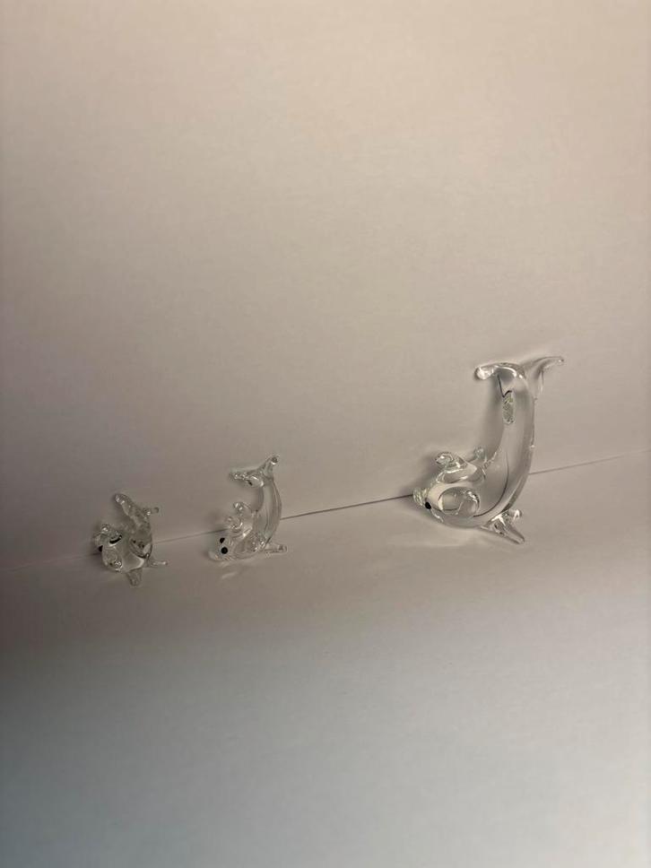 Glazen Dolfijnen Set, Antiek en Kunst, Antiek | Glas en Kristal, Ophalen of Verzenden