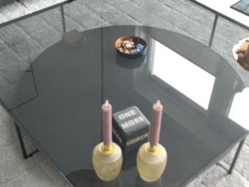 Salontafel Bibi 120x120cm transparant grijs glas bruin zwart beschikbaar voor biedingen