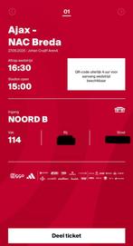 Ajax - NAC 27.09.2025 Vak 114, Tickets en Kaartjes, Eén persoon