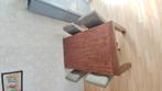 Te koop 4-6 persoons houten tafel., Ophalen, Gebruikt, Rechthoekig, 50 tot 100 cm
