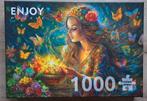 Enjoy Puzzel vlinders, bloemen, kleurrijk ZGAN 1000 stukjes, Hobby en Vrije tijd, Denksport en Puzzels, Ophalen of Verzenden, 500 t/m 1500 stukjes