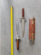 Antiek Vleesmes & Vork Set in Houder, Antiek en Kunst, Ophalen of Verzenden