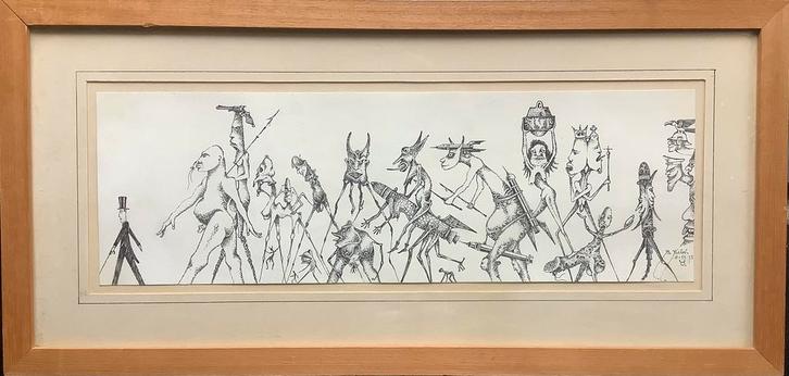 Bob Laurentius Richel, tekening, occult, schilderij, pen,, Antiek en Kunst, Kunst | Overige Kunst, Ophalen of Verzenden