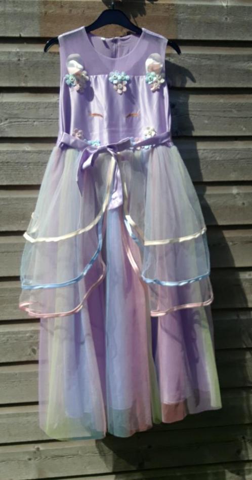 Unicorn, prinsessen, feest jurk, Kinderen en Baby's, Carnavalskleding en Verkleedspullen, Zo goed als nieuw, Meisje, 146 t/m 152