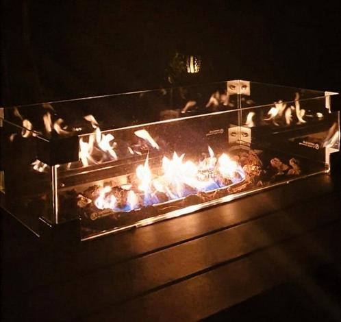 Inbouwbrander RVS compleet met glazen ombouw, Tuin en Terras, Vuurtafels, Nieuw, Ophalen