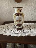 Antieke hand beschilderde opaline vaas met scheepsmotief, Ophalen of Verzenden