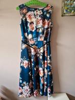 Lady Vintage Jurk - Blauw met Roze Bloemen - Maat L, Lady Vintage, Blauw, Maat 42/44 (L), Ophalen of Verzenden