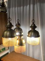 Vintage cascadelamp met 4 messing kappen jaren 70, Ophalen of Verzenden
