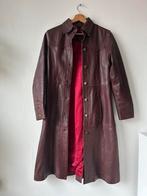 Vintage burgundy leather trenchcoat, Ophalen of Verzenden, Zo goed als nieuw, Maat 34 (XS) of kleiner, Rood
