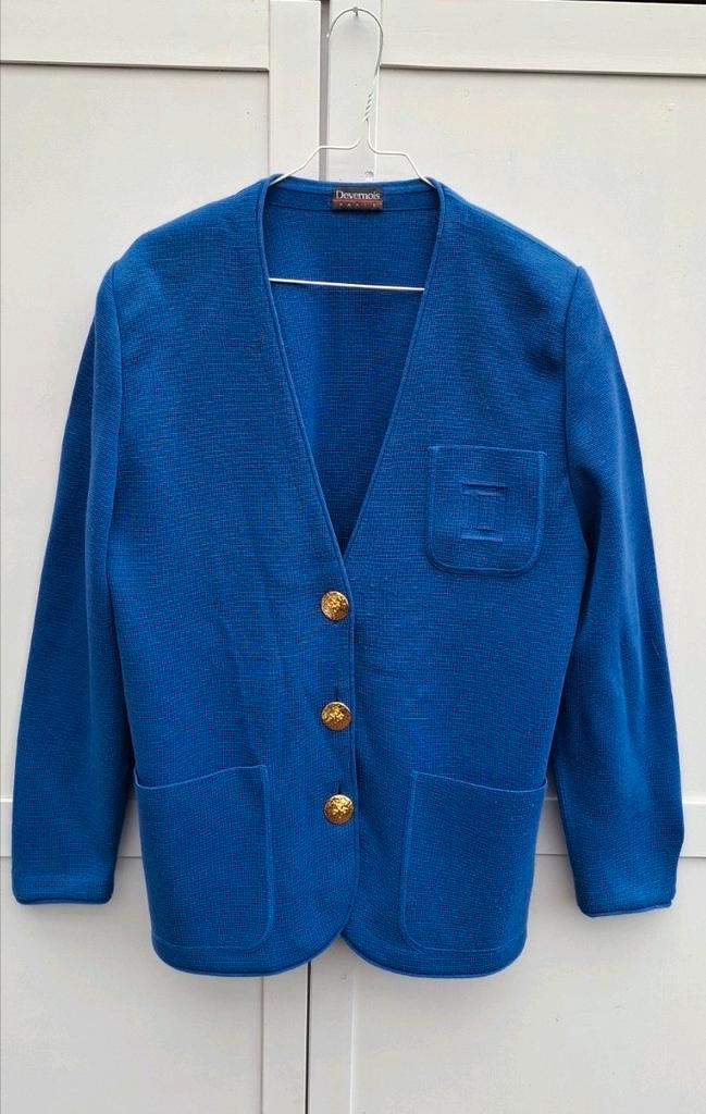 Vintage vest, maat 40/42 - L/XL - blauw - 60% wol - zakken -, Kleding | Dames, Truien en Vesten, Gedragen, Maat 38/40 (M), Blauw