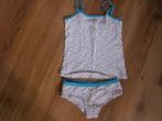 aqua /wit gestippeld meisjes hemd en slip, mt 134, Kinderen en Baby's, Kinderkleding | Maat 134, Verzenden, Zo goed als nieuw