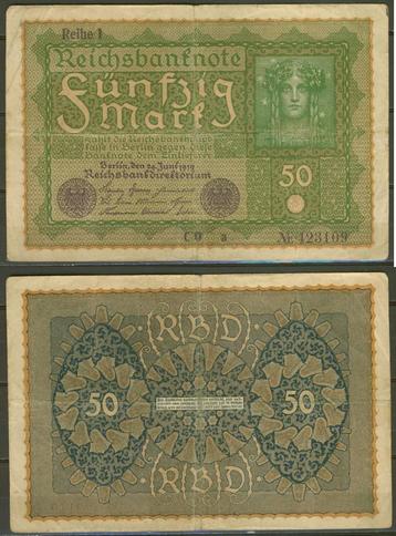 Berlin 50 Mark 1919 Darlehenskassenschein Biljet r-136 jdu beschikbaar voor biedingen