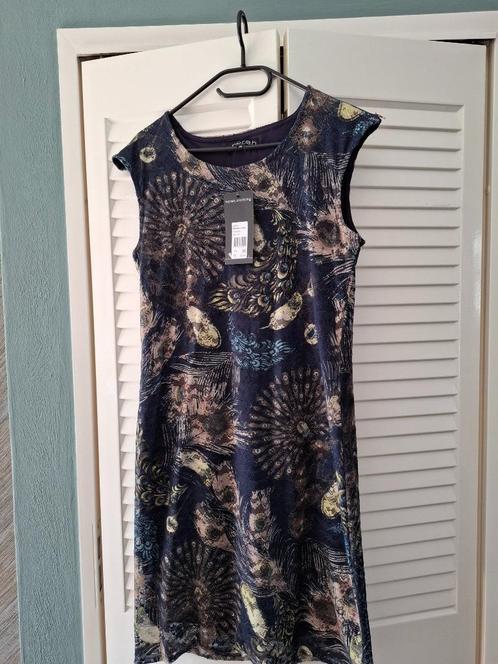 mouwloos strech jurkje pauwmotief, Kleding | Dames, Jurken, Nieuw, Maat 36 (S), Blauw, Boven de knie, Ophalen of Verzenden