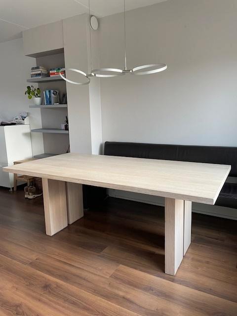 eettafel massief eiken whitewash, Huis en Inrichting, Tafels | Eettafels, Gebruikt, 50 tot 100 cm, 200 cm of meer, Vijf personen of meer