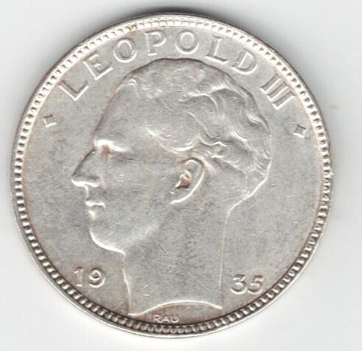 25-2060 Belgie 20 franc 1935, Postzegels en Munten, Munten | Europa | Niet-Euromunten, Losse munt, België, Zilver, Verzenden