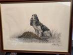 Spaniel en fazant, franse kunst. Leon Danchin (1887-1938), Antiek en Kunst, Kunst | Tekeningen en Foto's, Ophalen
