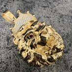 14k gouden hanger leeuw kop model groot nieuw, Ophalen of Verzenden, Nieuw, Goud, Kruis of Symbool