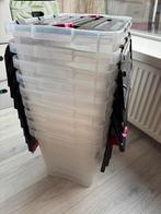 9 plastic opbergboxen 24 liter, Doe-het-zelf en Verbouw, Kratten en Dozen, Ophalen, Doos, Minder dan 35 cm, Minder dan 50 cm