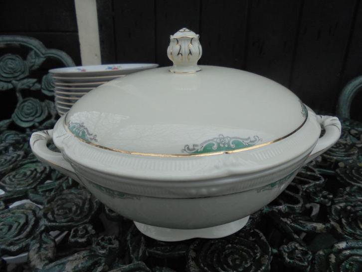 Dekschaal Zeh Scherzer Bavaria met groen Art Deco decor, Antiek en Kunst, Antiek | Servies los, Ophalen of Verzenden
