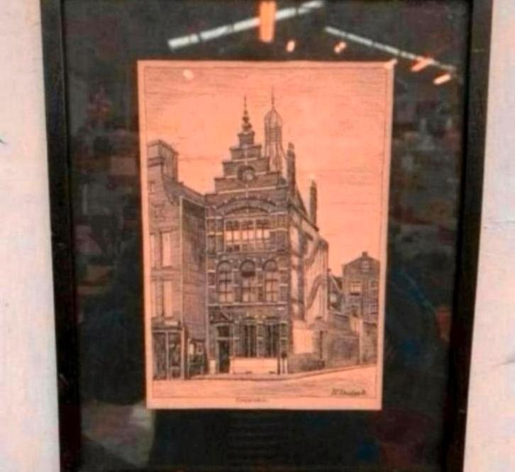 Ets oude ets Linker Rottekade 79a Rotterdam van J.C.Schouten, Antiek en Kunst, Kunst | Etsen en Gravures, Ophalen of Verzenden