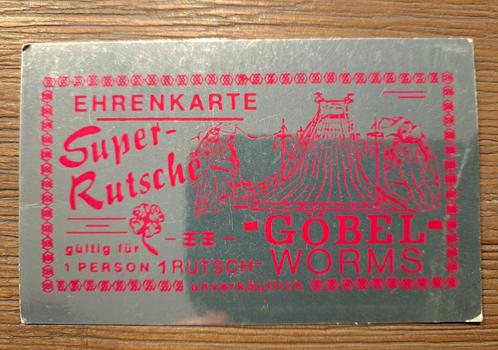 Ehrenkarte Super-Rutsche Göbel Worms Vintage, Verzamelen, Overige Verzamelen, Gebruikt, Ophalen of Verzenden