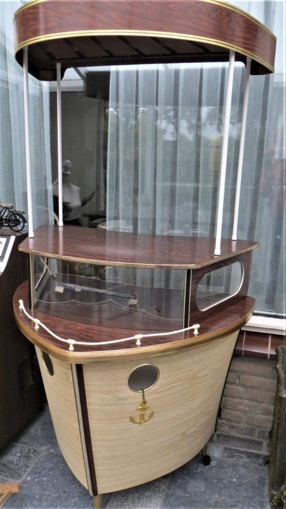 Antieke Engelse bar in de vorm van een voorsteven van schip., Huis en Inrichting, Barren, Gebruikt, Ophalen