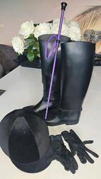 Paardrijcap, laarzen, zweepje en handschoenen., Dieren en Toebehoren, Ophalen of Verzenden, Gebruikt, Kinderen, Cap