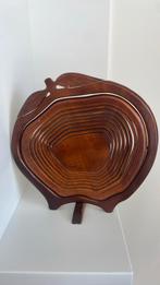Vintage Houten Fruitschaal Inklapbaar Bruin Appel, Ophalen of Verzenden, Overige materialen, Overige stijlen, Schaal of Schalen
