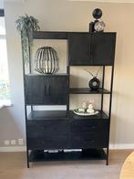 Industriele vakkenkast Milay Zwart Mangohout/metaal, Huis en Inrichting, Kasten | Stellingkasten, Ophalen, Zo goed als nieuw