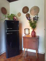 Amica retro koelkast met vriesvak zwart met zilver, Witgoed en Apparatuur, Koelkasten en IJskasten, Ophalen, Gebruikt, 200 liter of meer