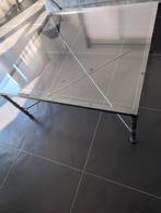 Mooie Salontafel met Glazen Plaat - 1x1m, Ophalen, Gebruikt, Vierkant, Glas