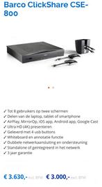 NIEUWE BARCO CSE 800  DRAADLOOS 4K PRESENTATIE SYSTEEM, Computers en Software, Presenters, Ophalen, Nieuw, BARCO