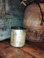 Brocante leuk windlichtje goudkleurig glas, Overige materialen, ., Ophalen of Verzenden, Zo goed als nieuw