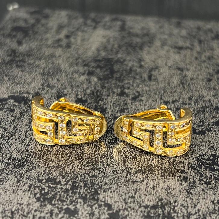 14k gouden oorbellen prachtig model versace, Sieraden, Tassen en Uiterlijk, Oorbellen, Nieuw, Goud, Ophalen of Verzenden