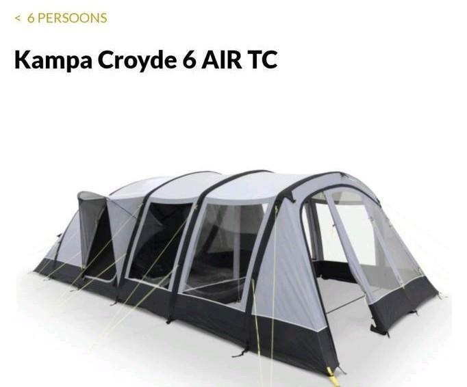 Kampa Croyde 6 AIR TC Tent + Inboedel, Caravans en Kamperen, Tenten, tot en met 6, Gebruikt, Ophalen