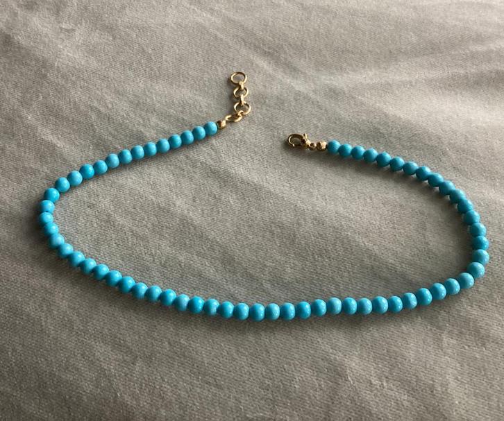 Mooi enkelkettinkje edelsteen kraaltjes Blauwe Howliet, Sieraden, Tassen en Uiterlijk, Enkelbandjes en Enkelkettinkjes, Nieuw