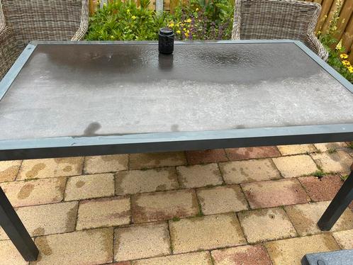 Tuintafel antraciet leisteen blad, Tuin en Terras, Tuintafels, Gebruikt, Rechthoekig, Metaal, Ophalen