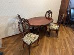 Klassieke ovale tafel met 4 rijkelijk bewerkte stoelen, Ophalen, 200 cm of meer, 50 tot 100 cm, Zo goed als nieuw