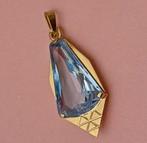Gouden hanger met blauwe steen., Verzenden, Goud, Hanger, Met edelsteen