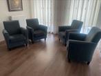 4x Fauteuils, grijs/blauwige stoffen stoelen, Ophalen, Gebruikt