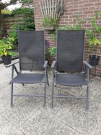 2x verstelbare inklapbare aluminum stoelen antraciet, Tuin en Terras, Ophalen, Gebruikt, Aluminium, Verstelbaar
