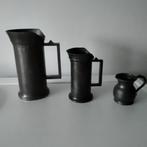 Maatkekers,TIN,grijs,IJkstempel,dranken, Vintage,3 bekers, Antiek en Kunst, Antiek | Tin, Ophalen of Verzenden