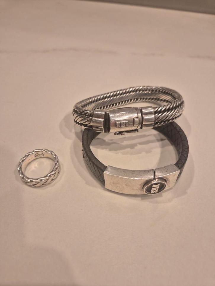 Silk Zilveren ring en armbanden set, Sieraden, Tassen en Uiterlijk, Armbanden, Gebruikt, Zilver, Zilver, Ophalen of Verzenden
